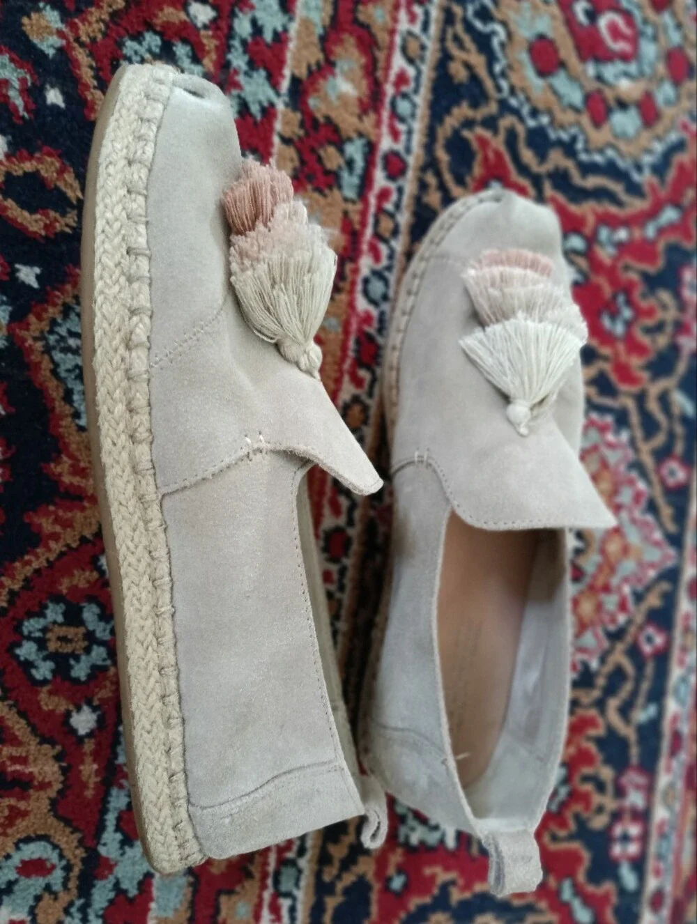 Toms Deconstructed Suede Alpargata Rope Tassel Suede Slip-on Shoes Size 8 Gray